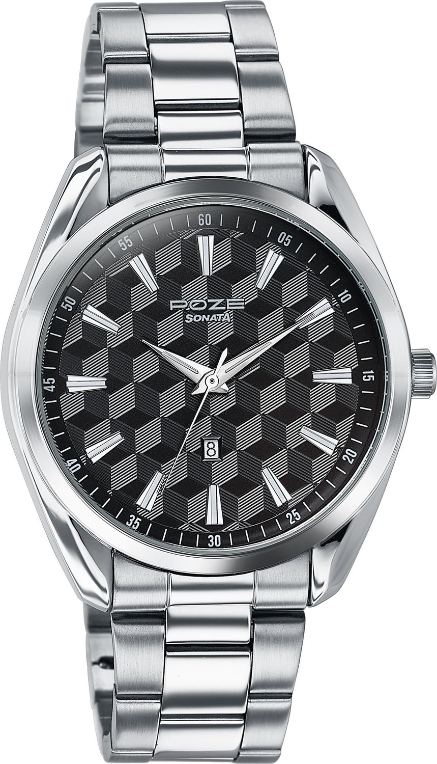 Image of SONATA drop 5 from Poze Sonata Poze Crisscross Coast Quartz Black Round Dial Men's Watch Analog Watch - For Men