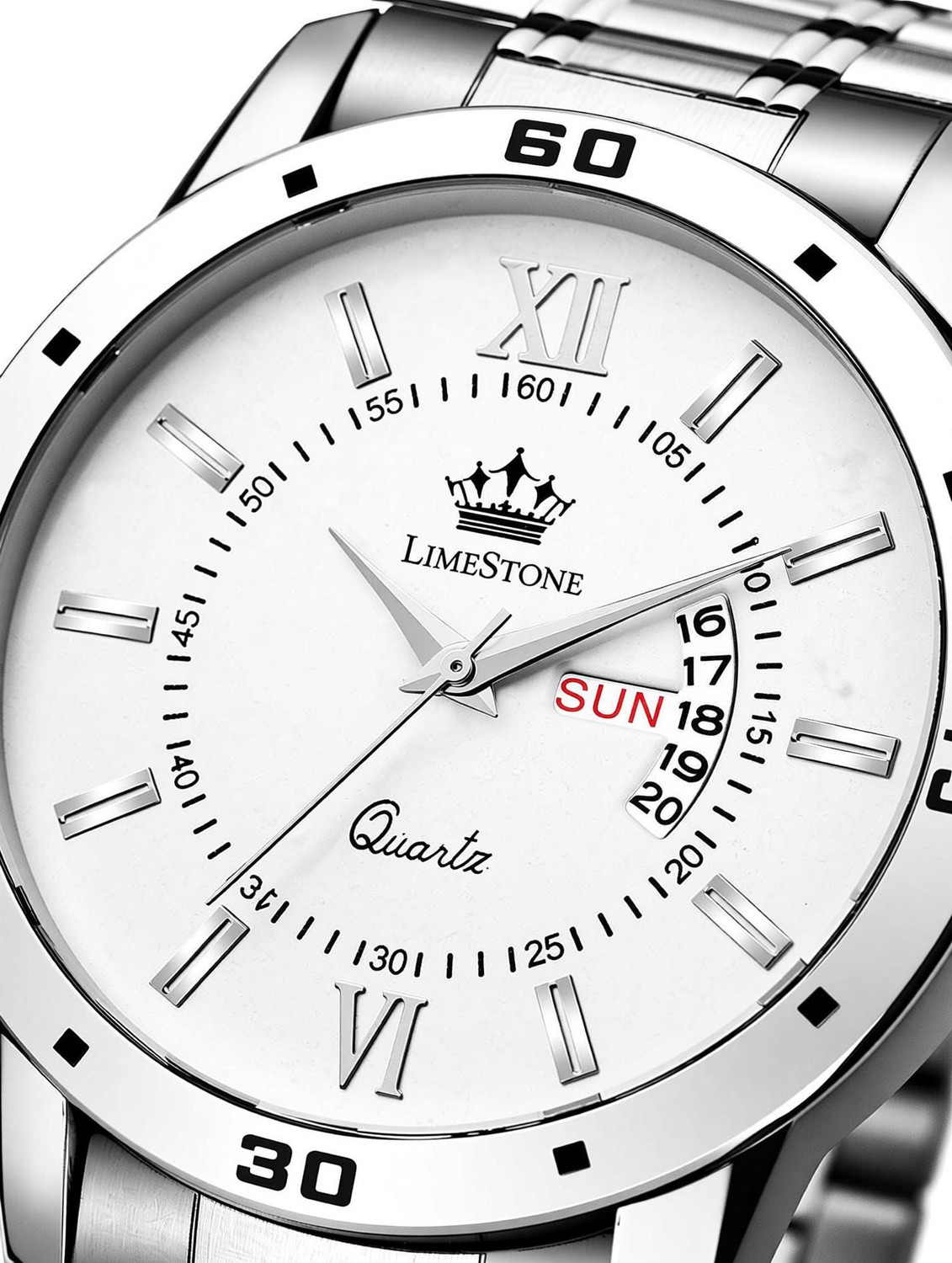 Image of LIMESTONE Day and Date Functioning Stainless Steel Quartz Analog Watch - For Men