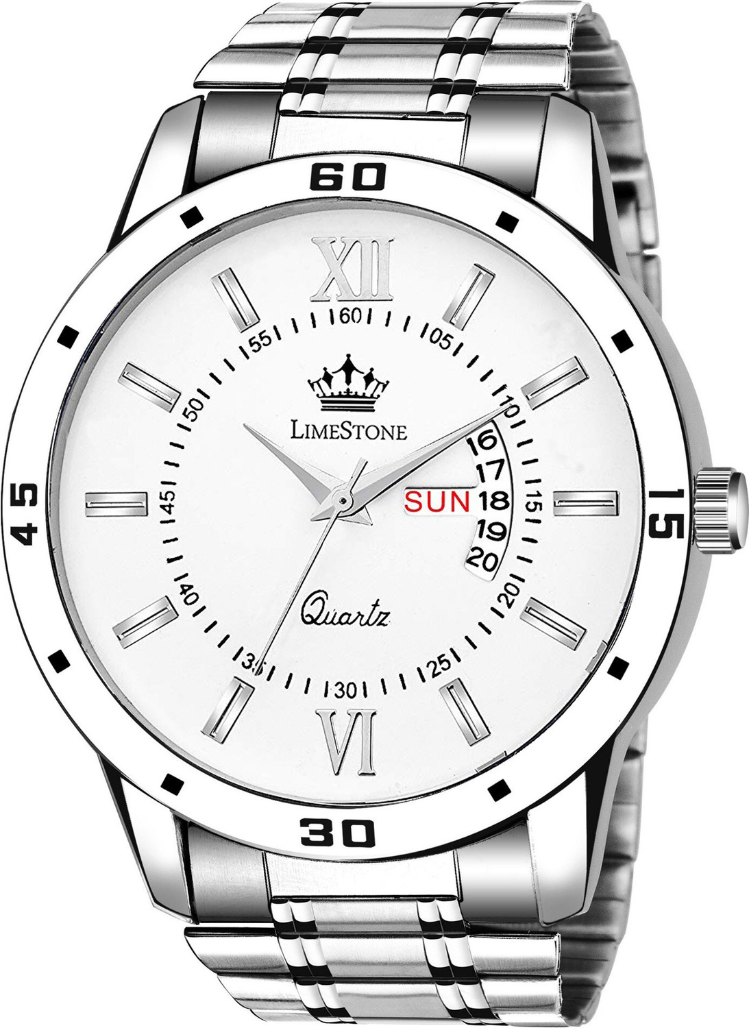 Image of LIMESTONE Day and Date Functioning Stainless Steel Quartz Analog Watch - For Men