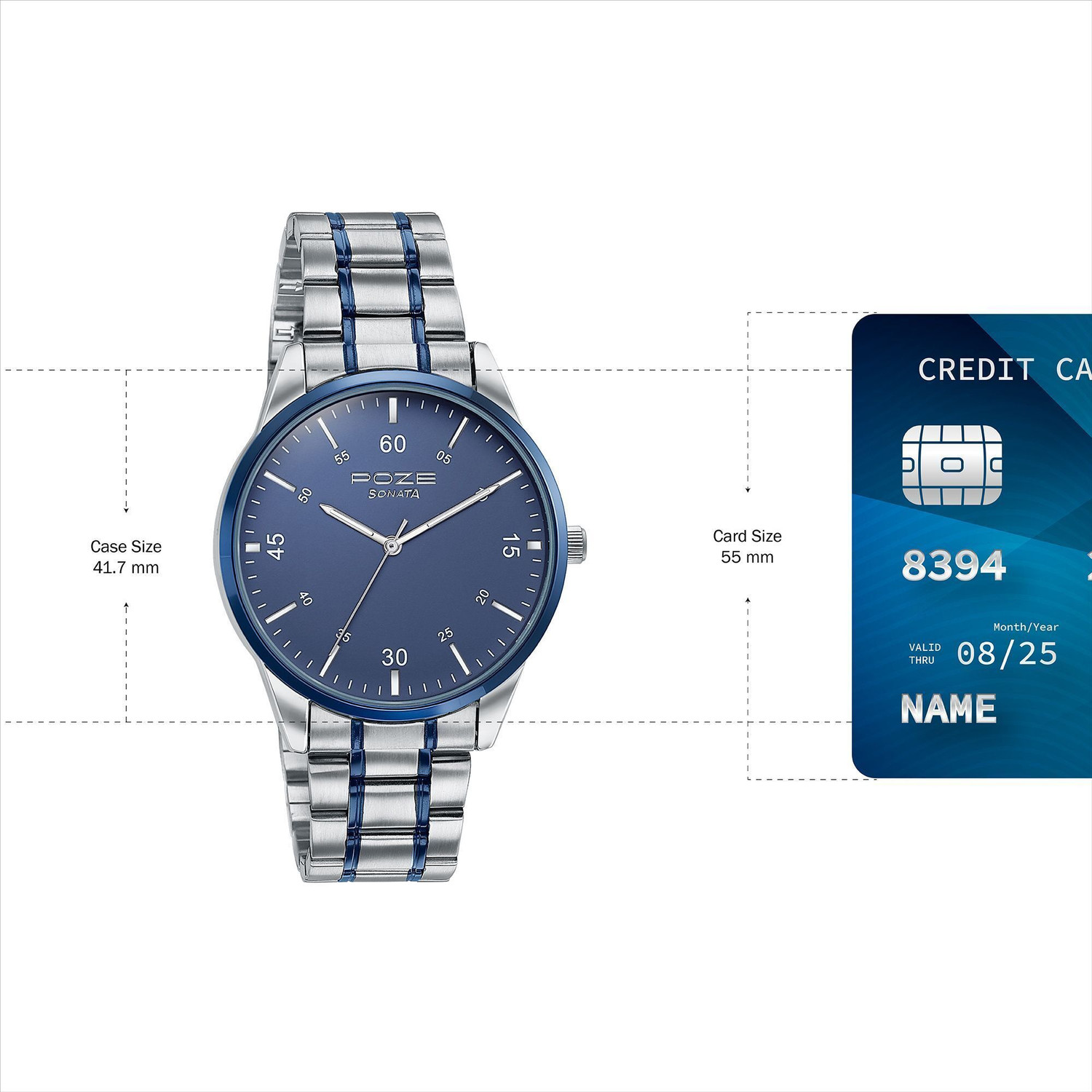 Image of SONATA Poze Sonata Poze Gleaming Chromes Quartz Blue Round Dial Men's Watch / Analog Watch - For Men