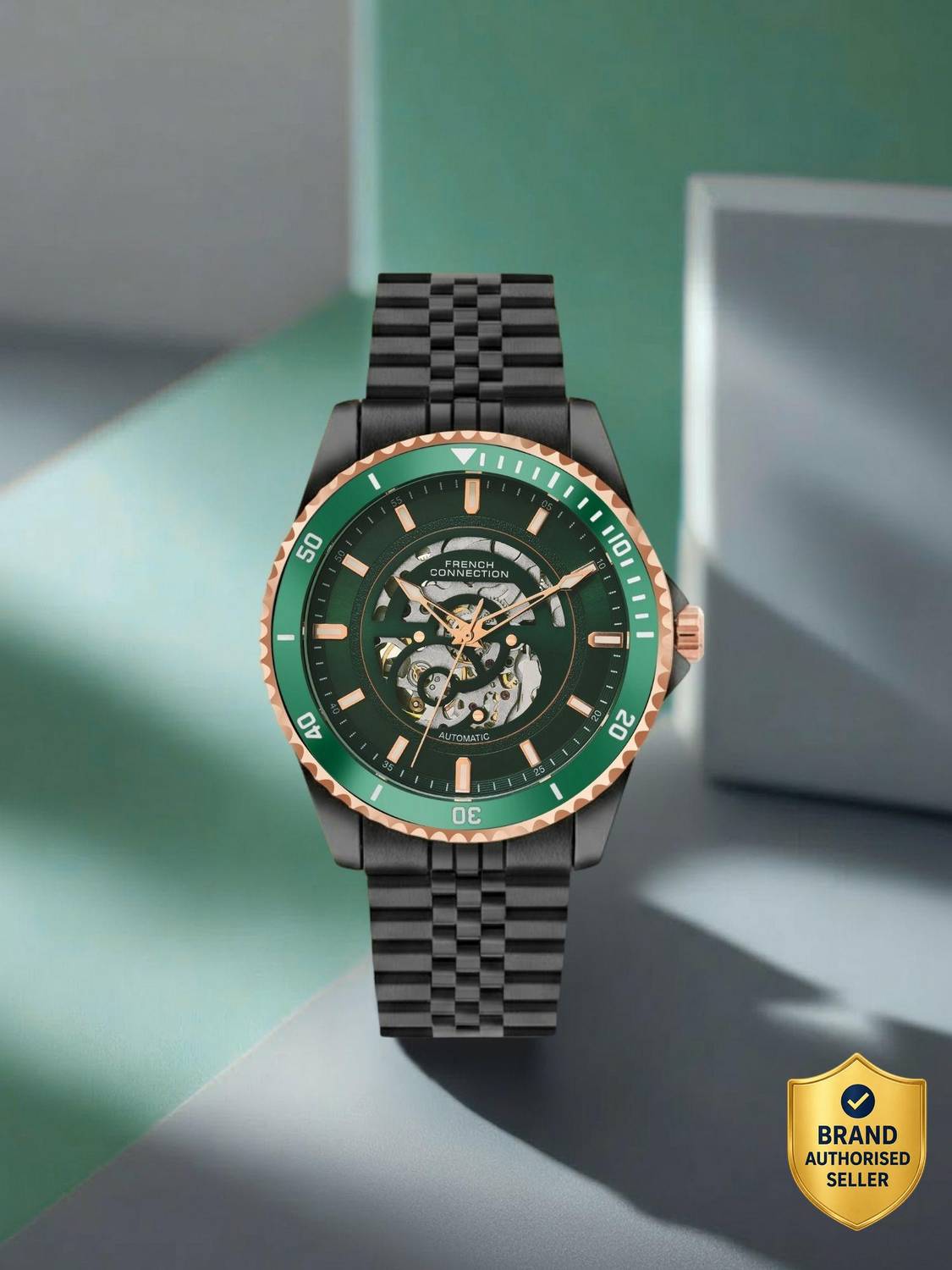 French Connection Aether Drive Green Automatic Watch - Image 1
