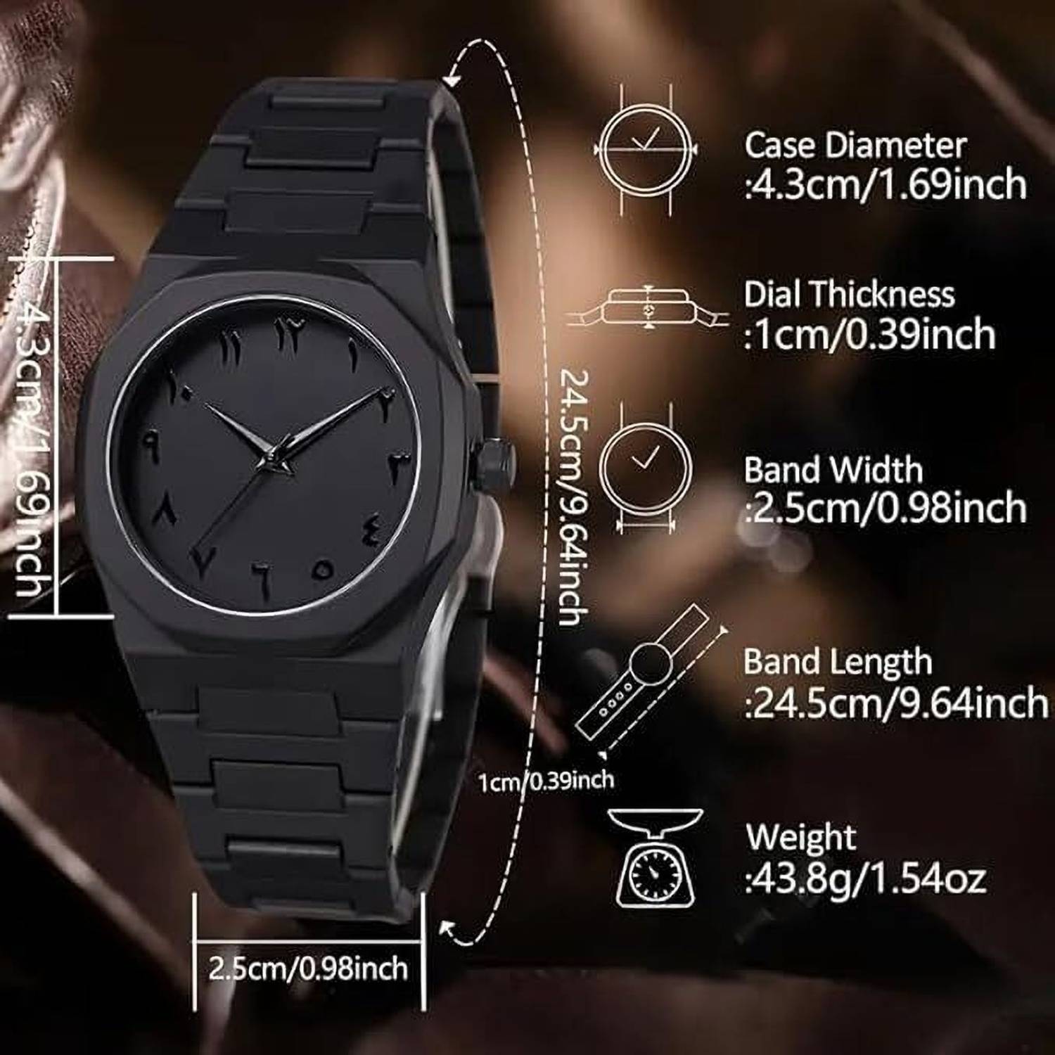 Sabararabic Arabic Aura Black Minimalist Watch - Image 5