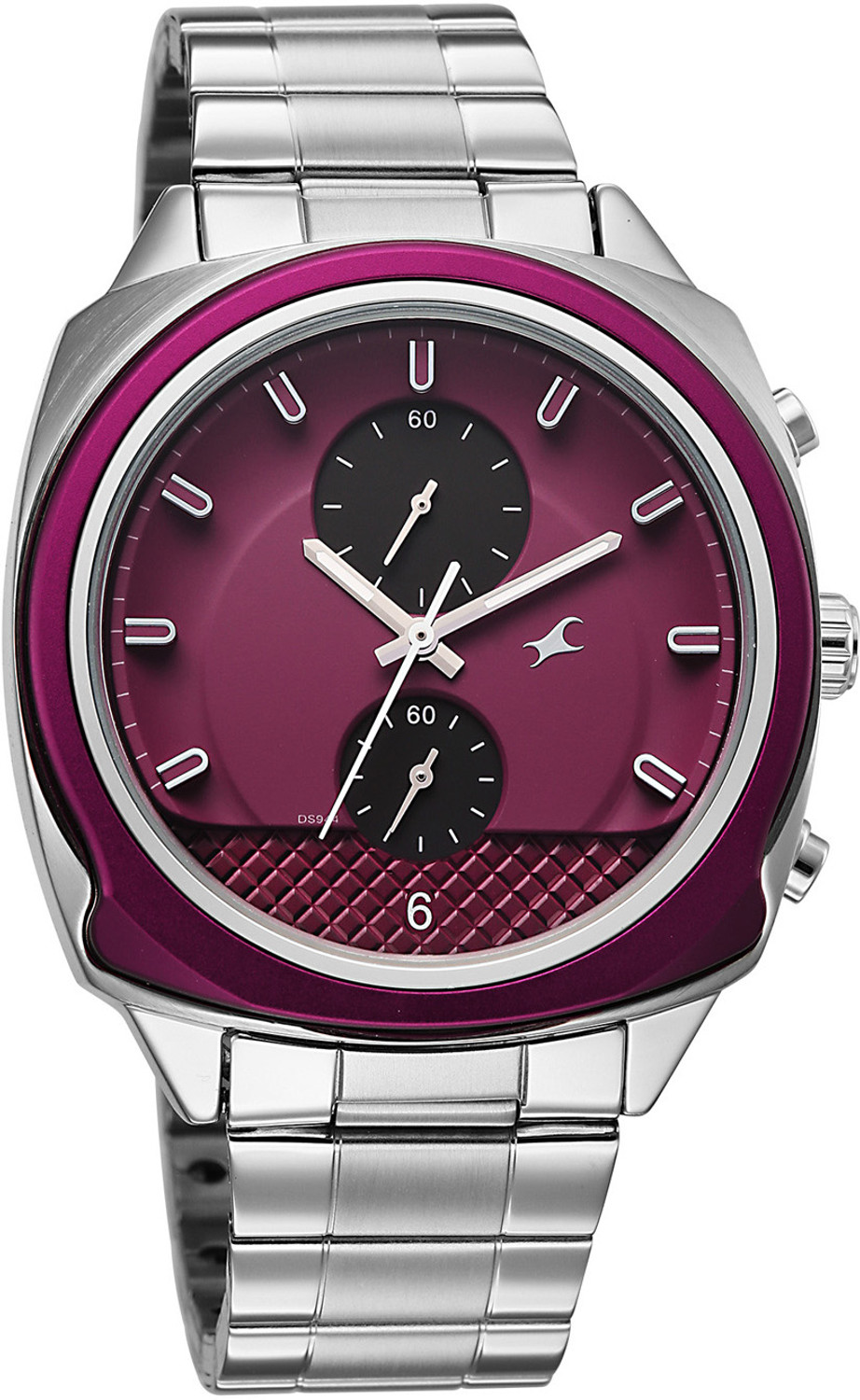 Image of Fastrack Gelato Gelato Plum Chronograph Dial Silver Stainless Steel Strap Watch Analog Watch - For Men