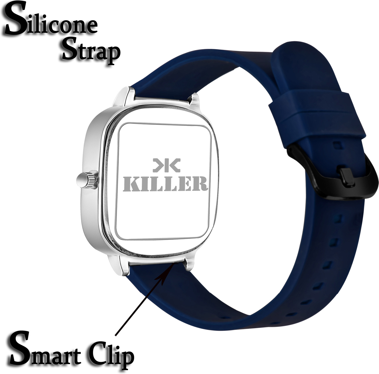 Image of KILLER Slim Square Series | Working Date | Smart Watch Strap | 3D Cut Glass | 1 Year Slim Square Series | Working Date | Smart Watch Strap | 3D Cut Glass | 1 Year Analog Watch - For Men