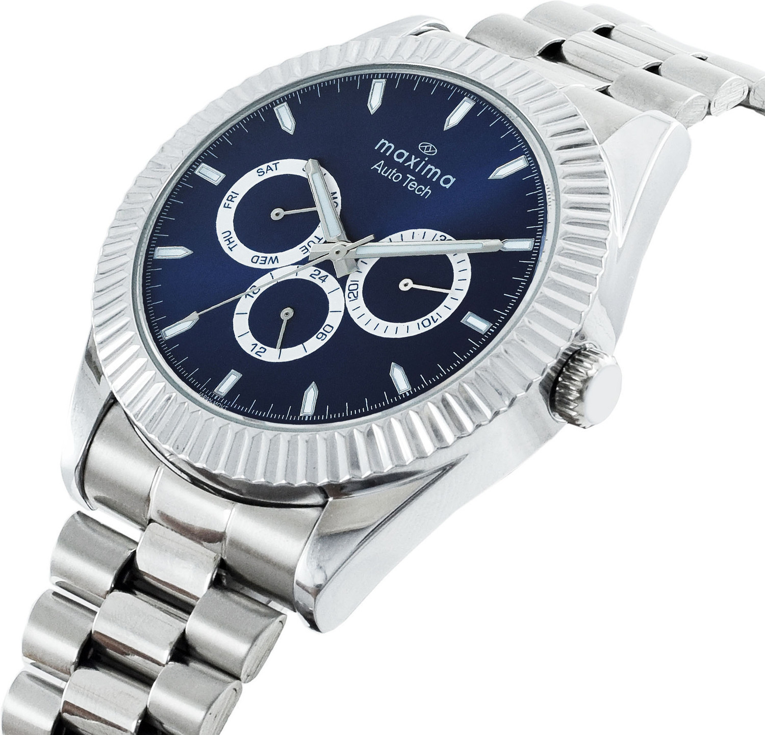 Image of MAXIMA 70790CMGI Auto Tech Collection Blue Dial Silver Strap Analog Watch - For Men