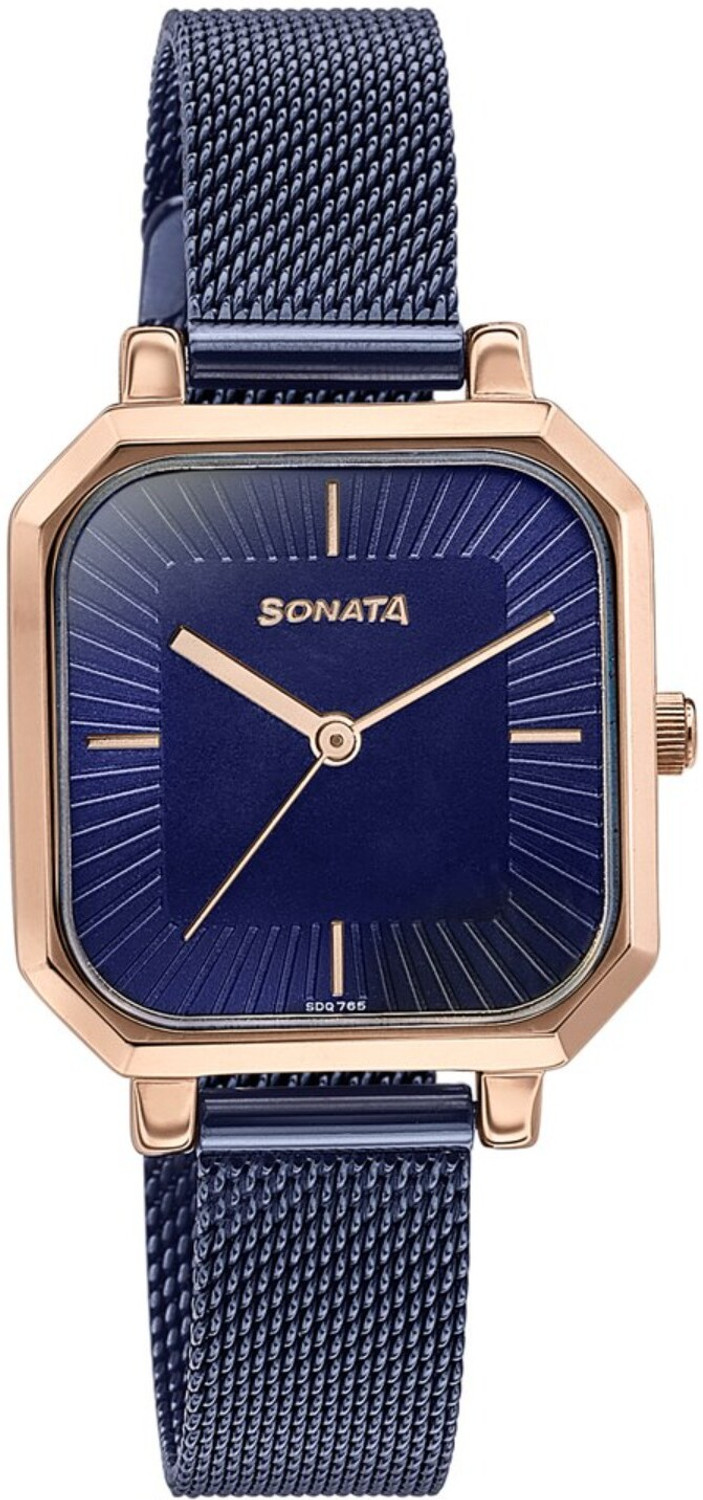 Image of SONATA Sonata Modern Edit Blue Rectangular Dial Stainless Steel Watch for Women / Analog Watch - For Women