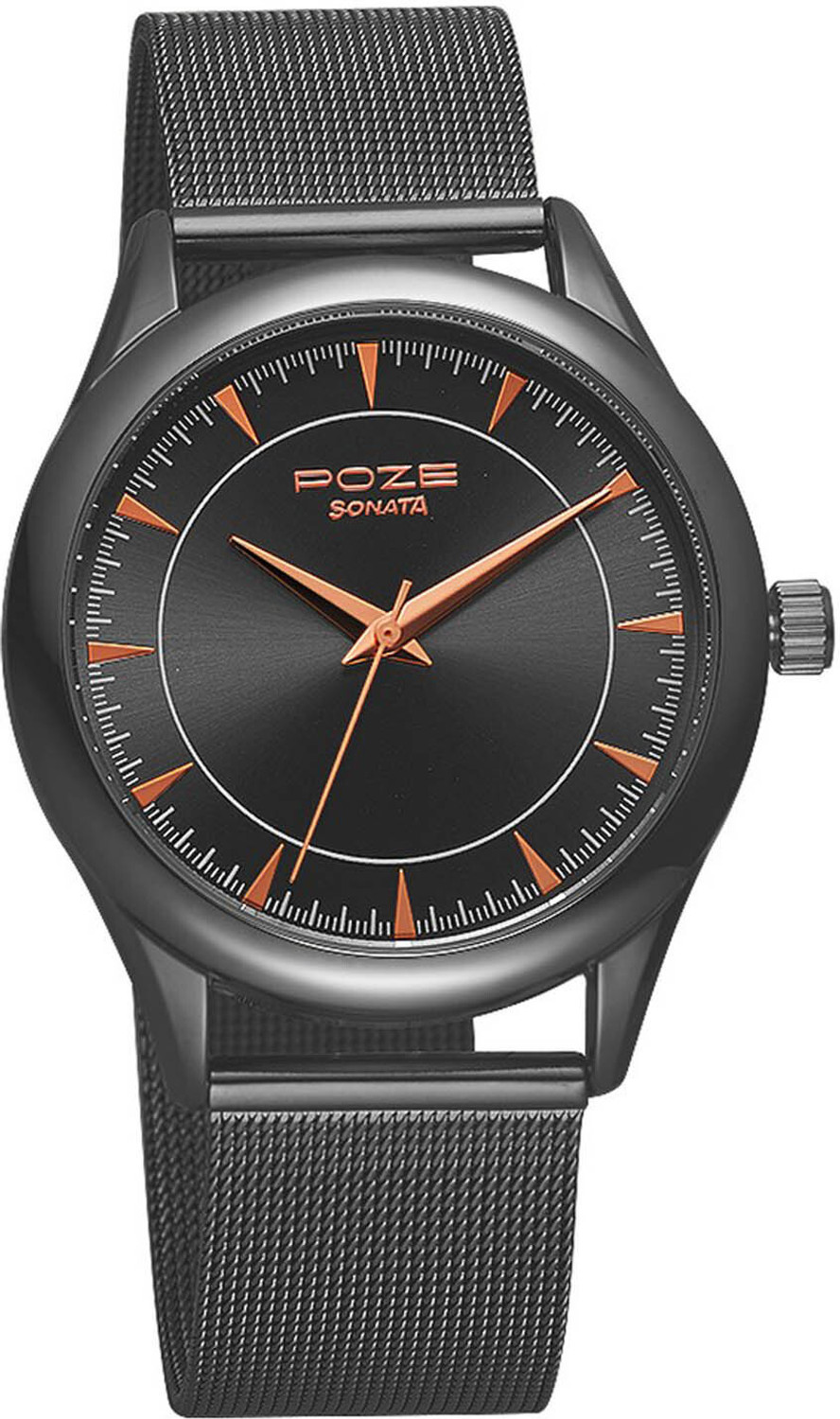 Image of SONATA Poze by Sonata Quartz Analog Grey Dial Stainless Steel Strap Watch for Men Analog Watch - For Men