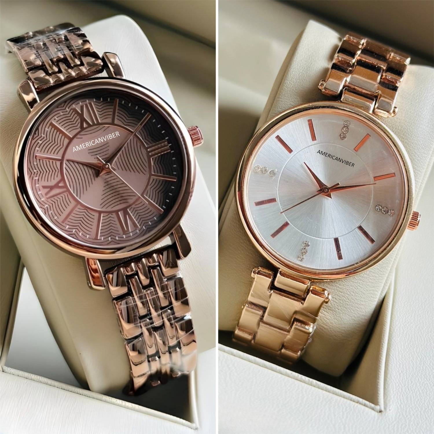 Americanviber AVW02701 Trending combo brown and rose gold finish gives you pretty look Analog Watch - For Women