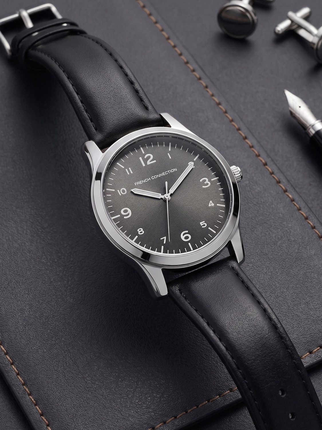 Image of French Connection Men's Round Black Dial Analog Watch Analog Watch - For Men