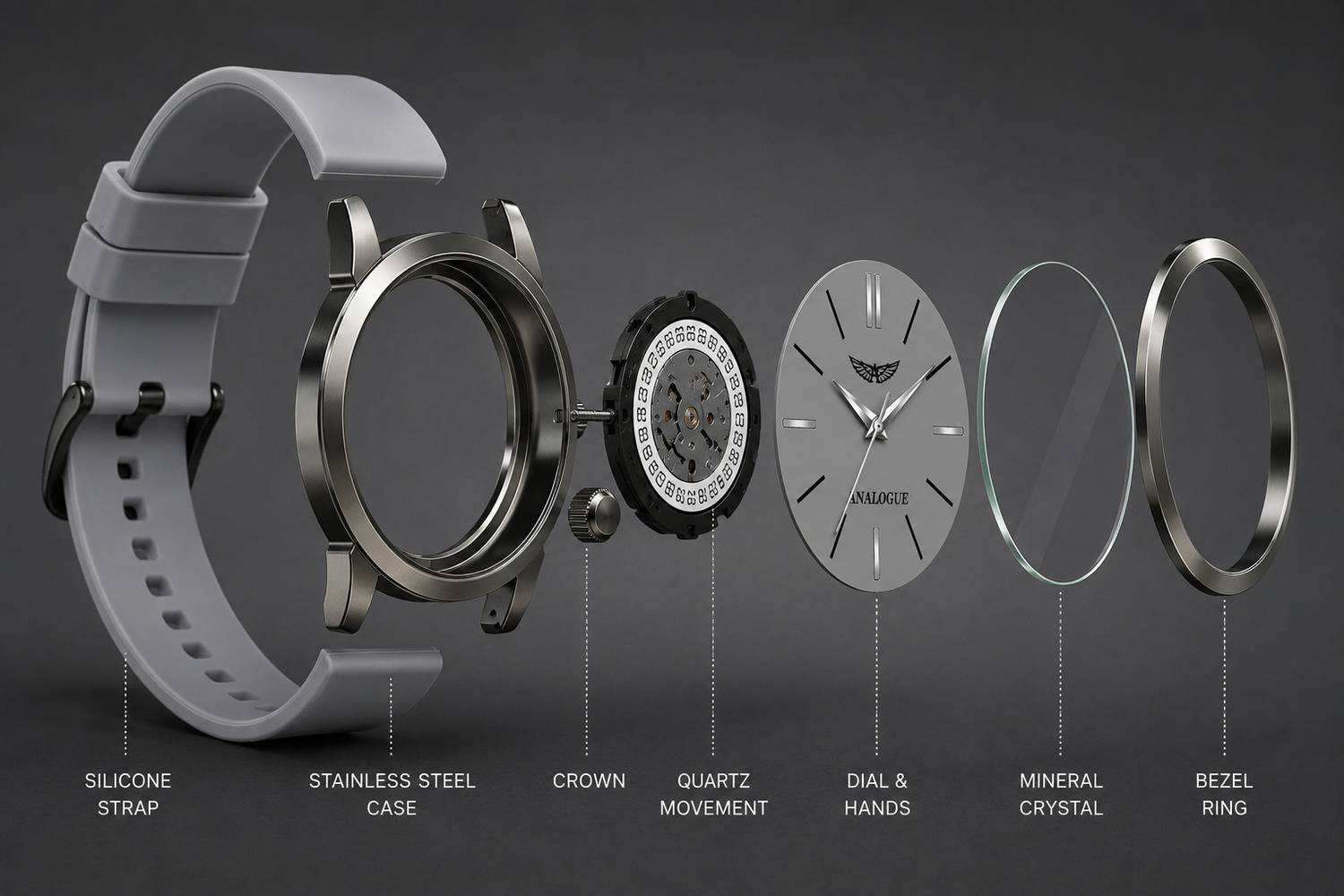ANALOGUE Gun Metal Slim Series Smart Watch Strap - Image 2
