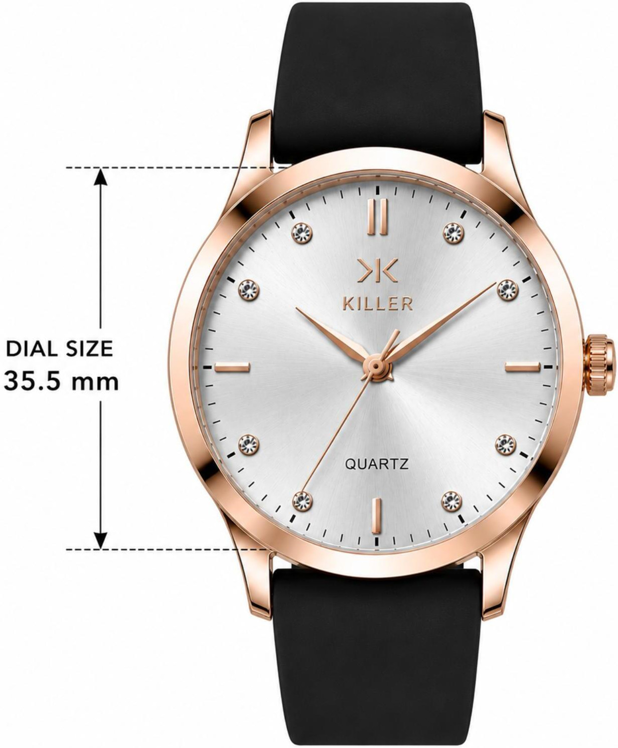 Image of KILLER Luxury Rose Gold Analog Watch with Black Silicone Strap Analog Watch - For Men