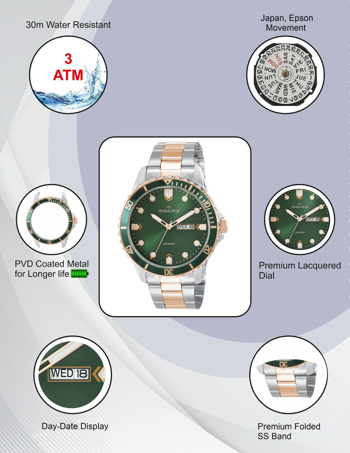 Image of MAXIMA Attivo Collection Attivo Rose Gold Analog Watch - For Men