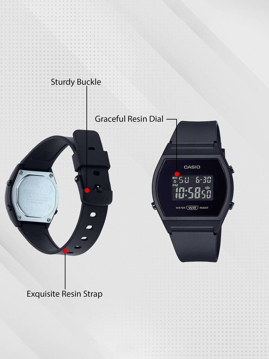 CASIO LW-204-1BDF Black Vintage Digital Watch - Image 3