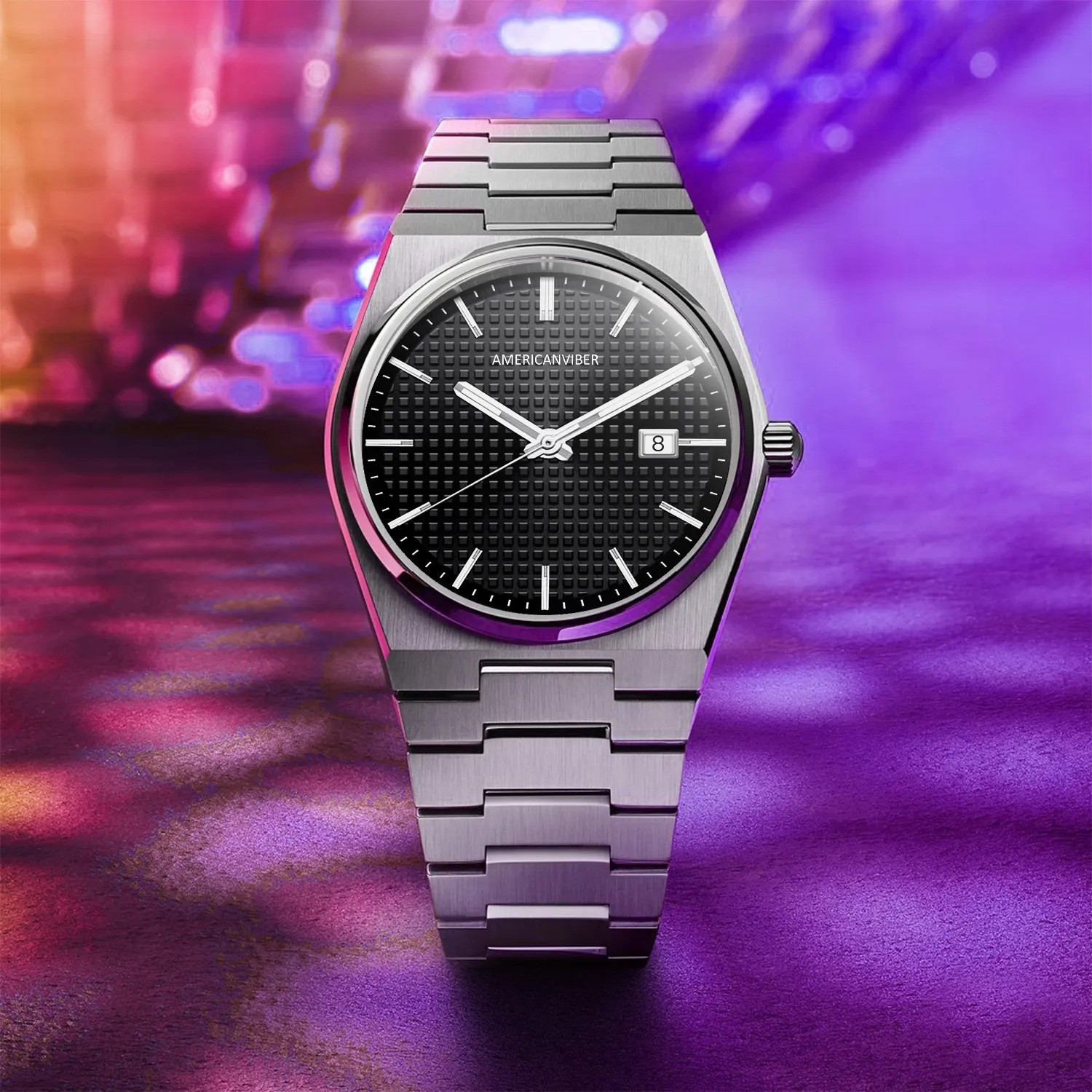 Image of Americanviber Premium Stainless Steel Men's Watch | Adjustable Lock | Date Display Analog Watch - For Men