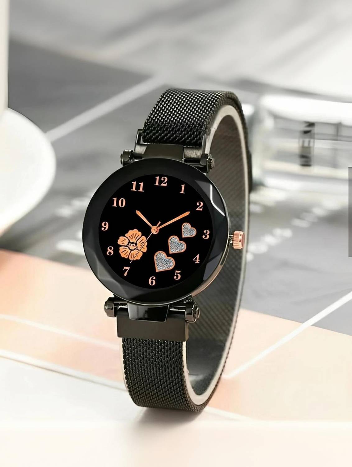 Alexei Magnetic Heart And Flower Shape Collection Magnetic Love Collection Analog Watch - For Girls