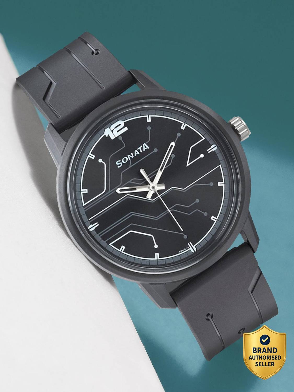 Sonata Volt Black Dial Men's Watch - Image 1