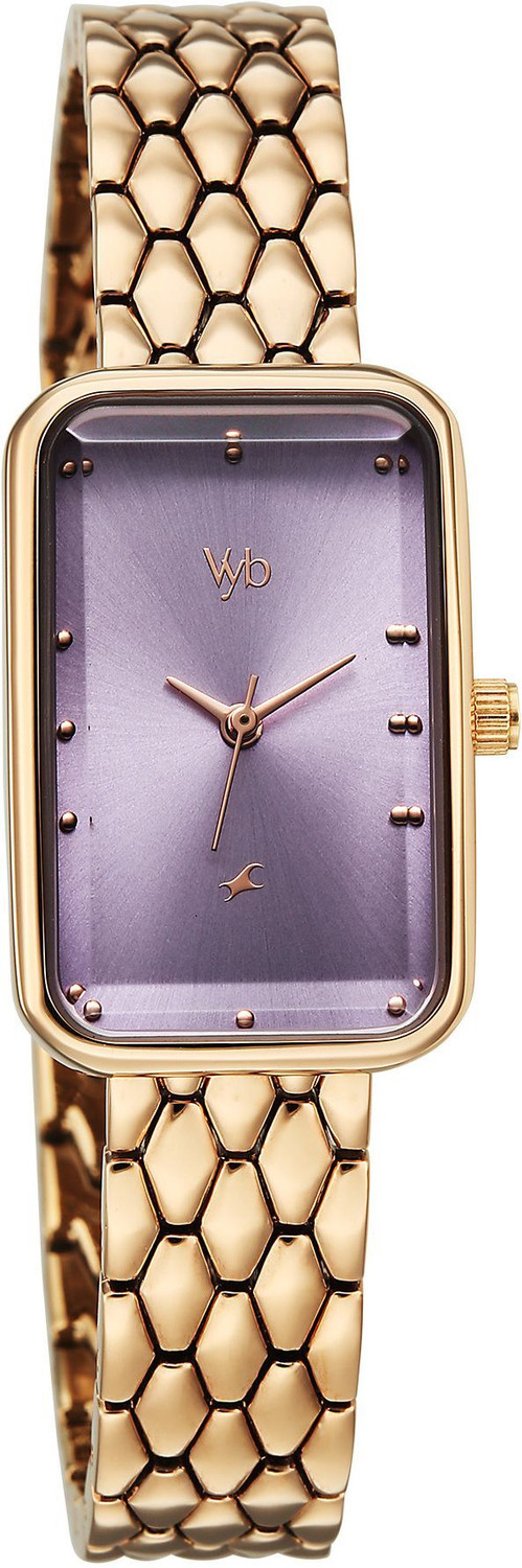 Image of Fastrack Vyb Aurora Fastrack Vyb Aurora Quartz Purple Dial Rose Gold Strap Analog Watch - For Women