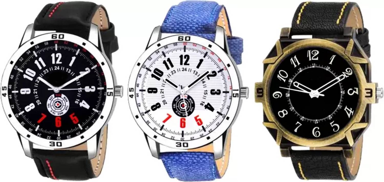 ABREXO Abx8010-Combo Watch Trending Stylish Synthetic Strap Combo