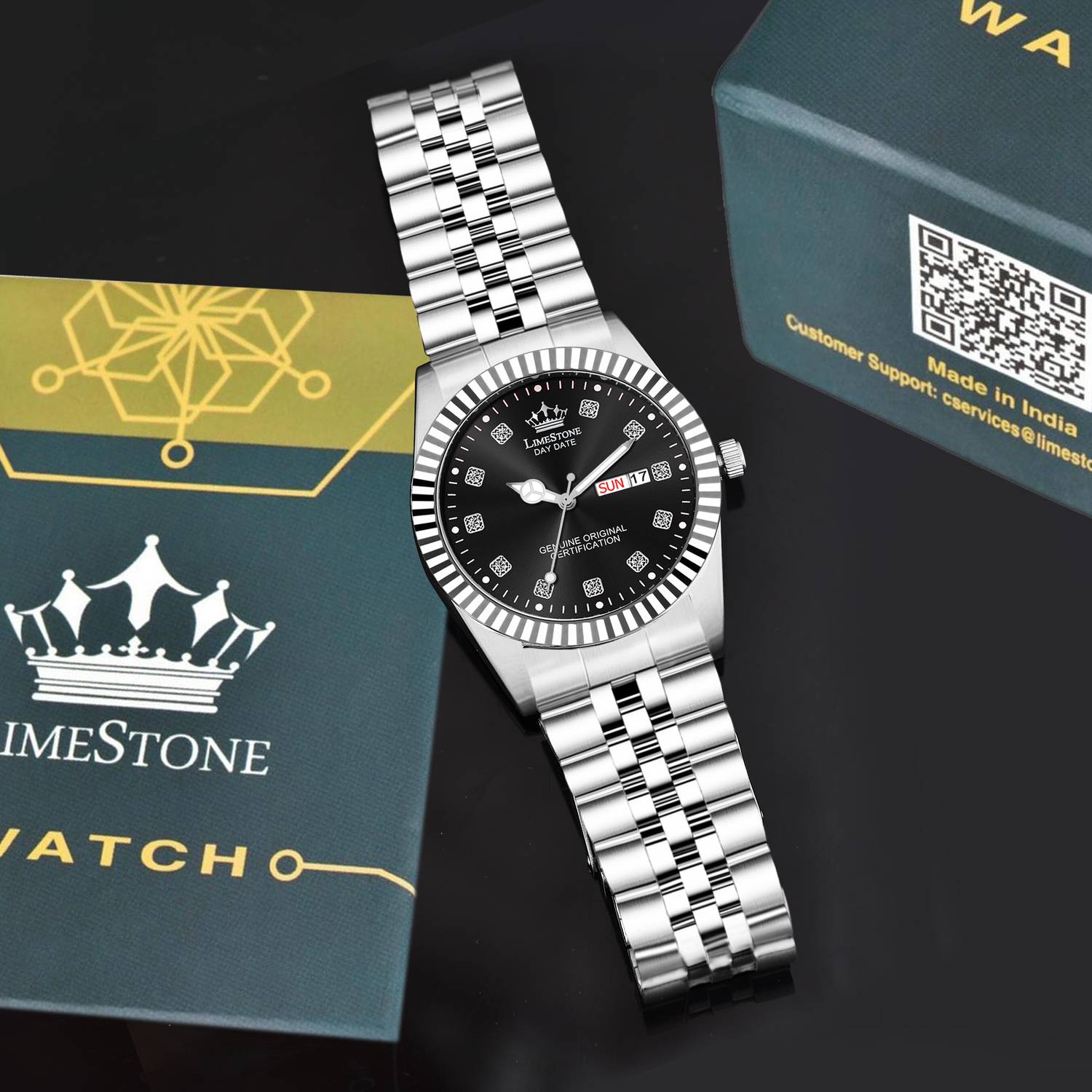 LIMESTONE Legacy Series Stainless Steel Day Date Watch
