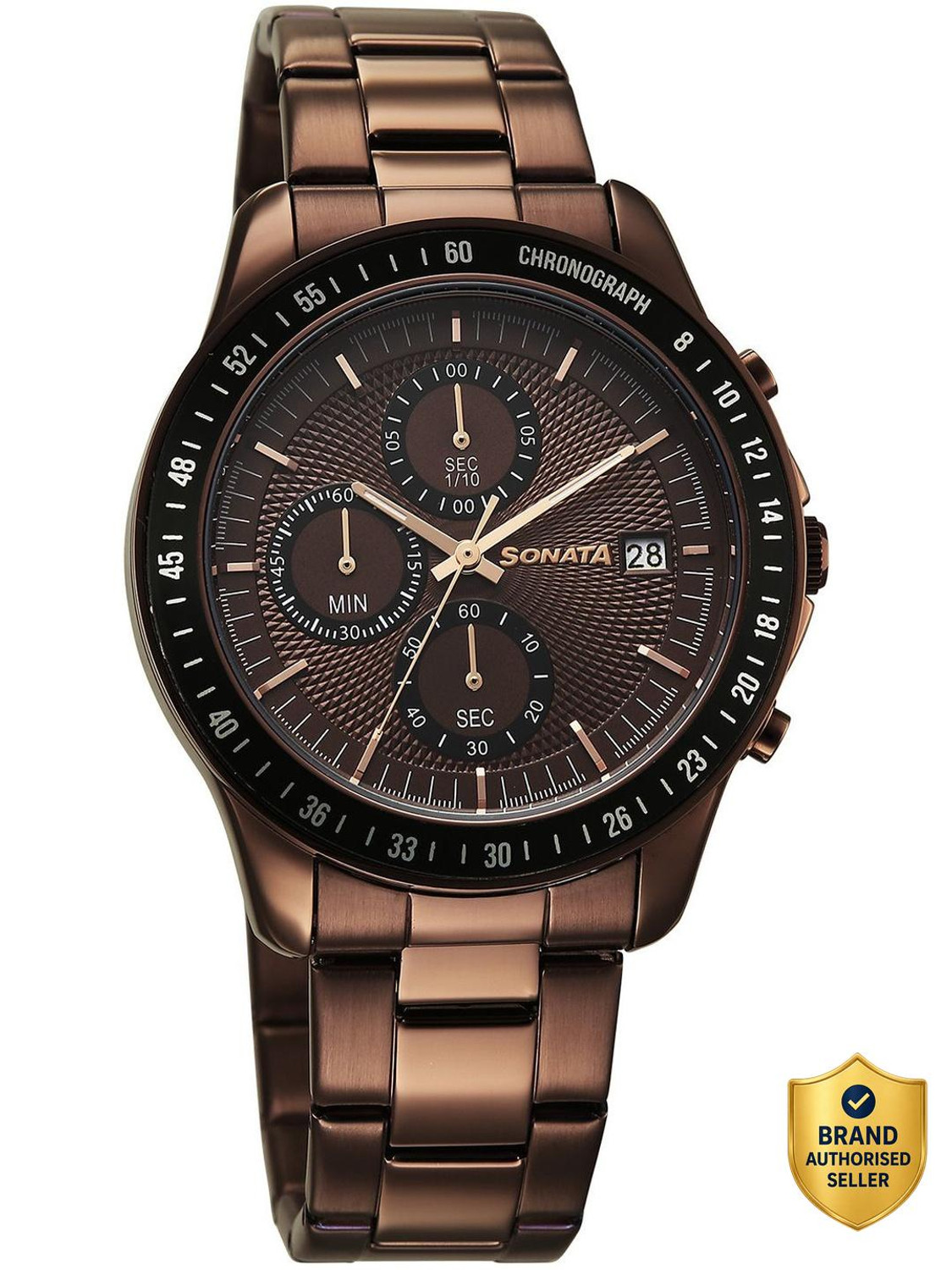 Image of SONATA Chronos Sonata Chronos Quartz Brown Round Dial Men's Watch / Analog Watch - For Men
