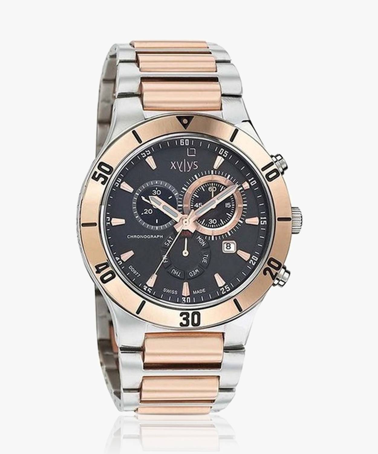 XYLYS Xylys SwiSS Chronograph Black Dial Silver & Rose Gold SS