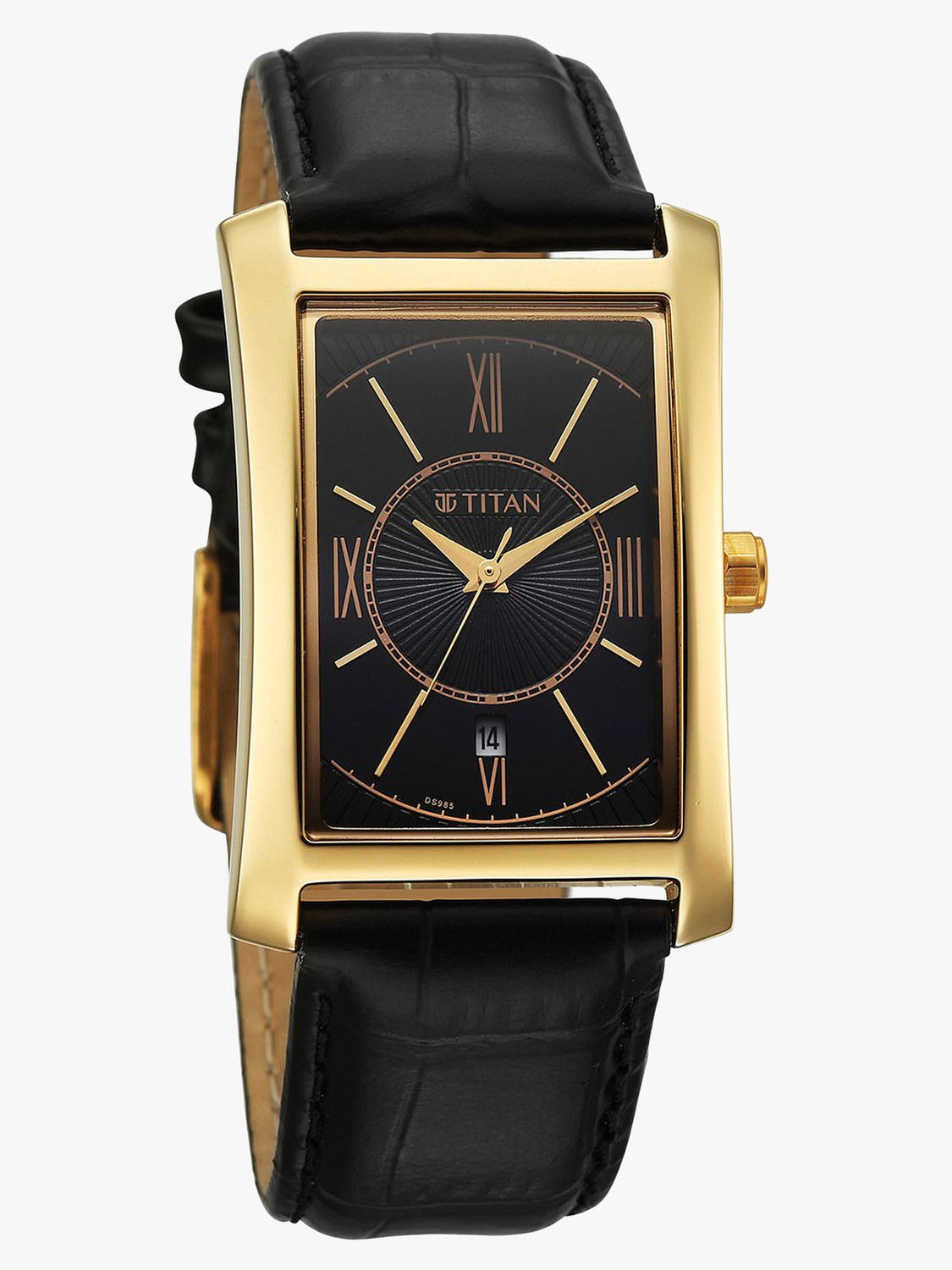 Image of Titan Titan Regalia Allure Titan Regalia Allure Quartz Date and Black Dial Black Leather Strap Analog Watch - For Men