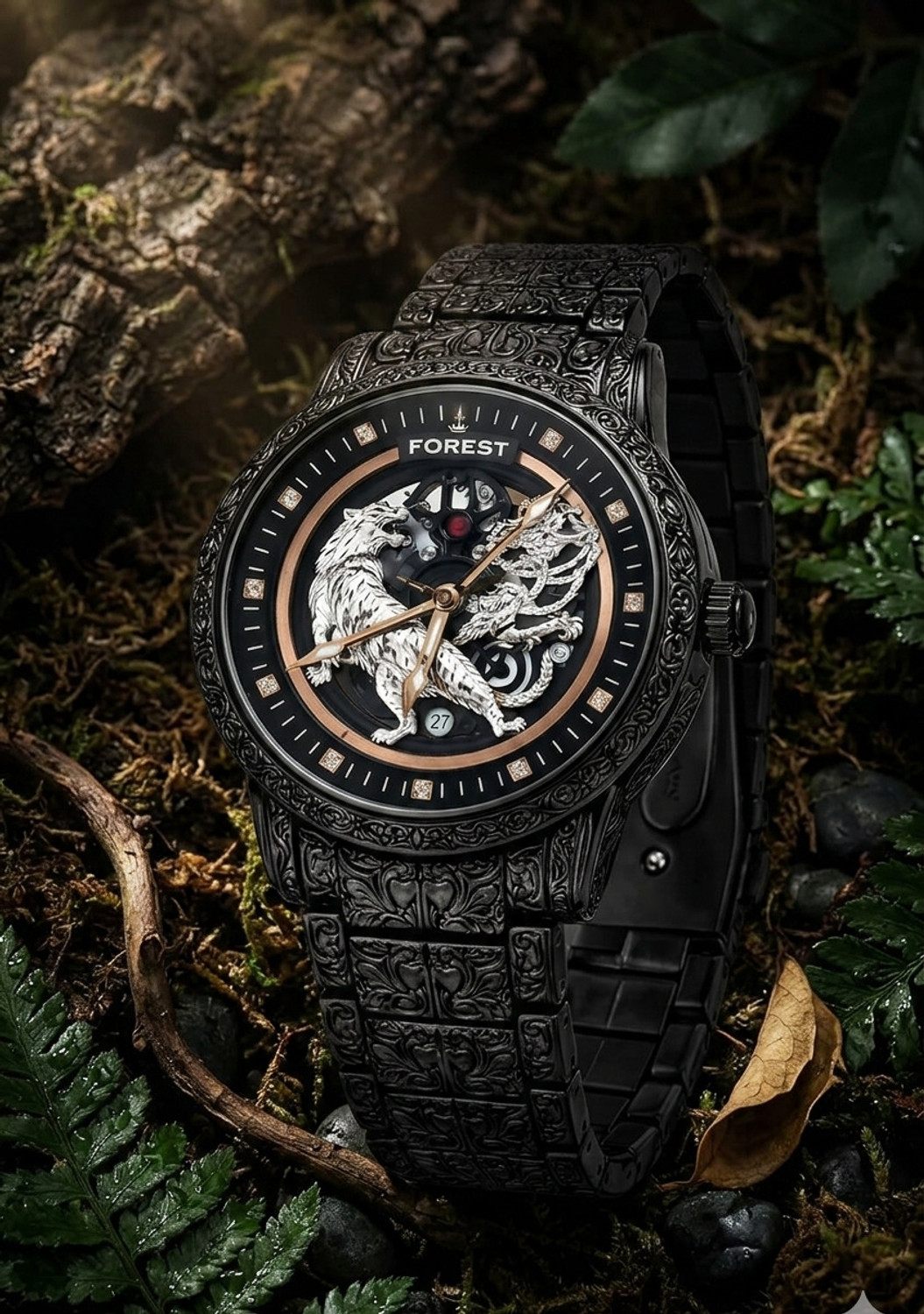 Image of sanowrex Men Coffee & Silver Two-Tone Luxury Wrist Watch with Alloy For Mens Analog Watch - For Men