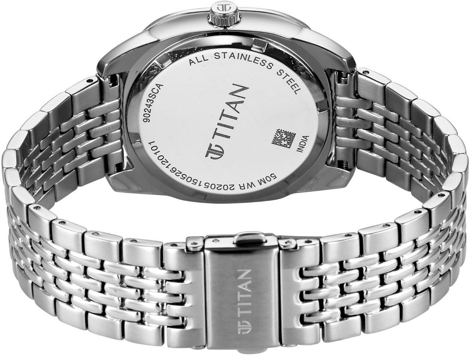 Image of Titan Classique Vintage Edit 3 Hands + Date@3H Green Dial Silver Strap Analog Watch - For Men 90243SM01