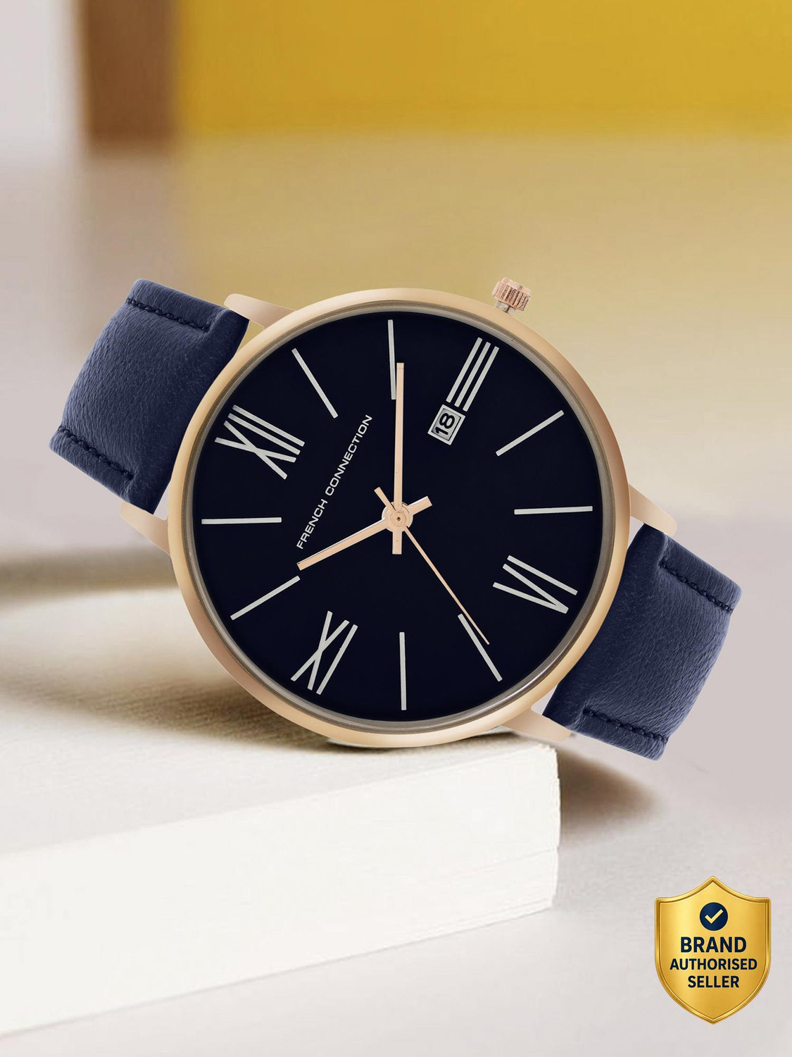 Image of French Connection Heritage Heritage Dated Blue Round Dial | Analog Watch for Men's | FCN00048B Analog Watch - For Men