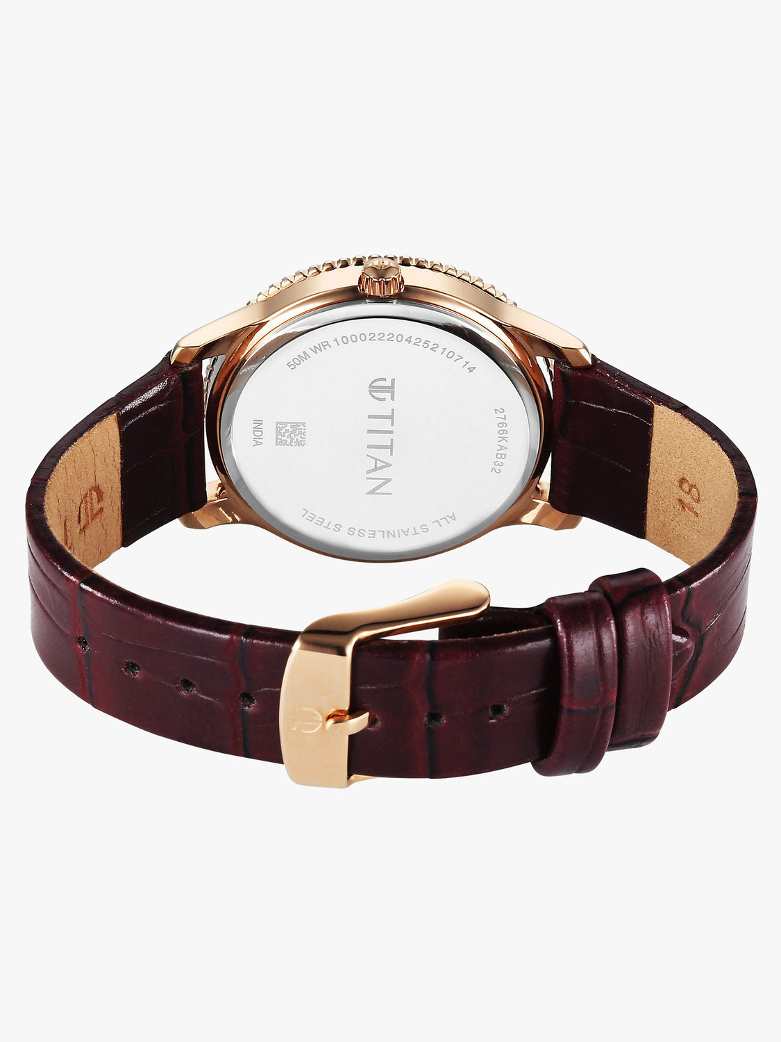 Image of Titan Purple Sports Fashion Purple Sports Fashion Quartz Maroon Dial Leather Strap Watch For Women Analog Watch - For Women