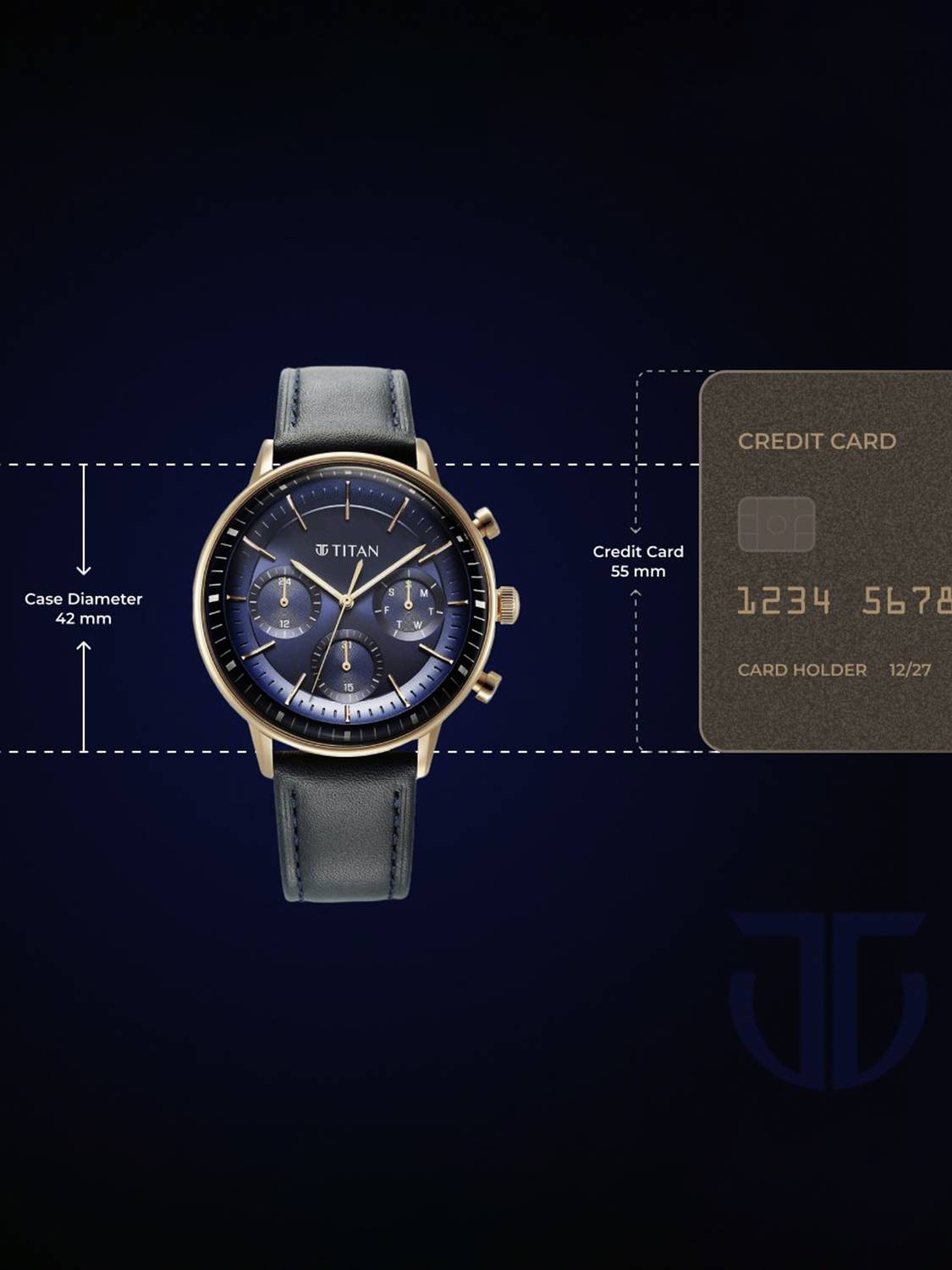 Titan Light Leathers Blue Dial Blue LeatherStrap Analog Watch - For - Image 3
