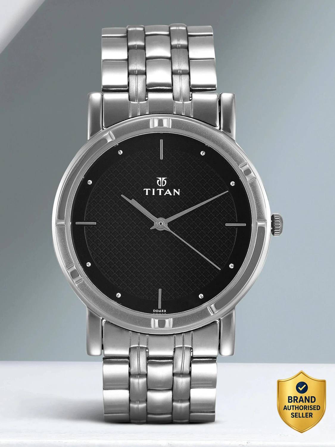 Titan Karishma Black Dial Silver Steel Strap Watch