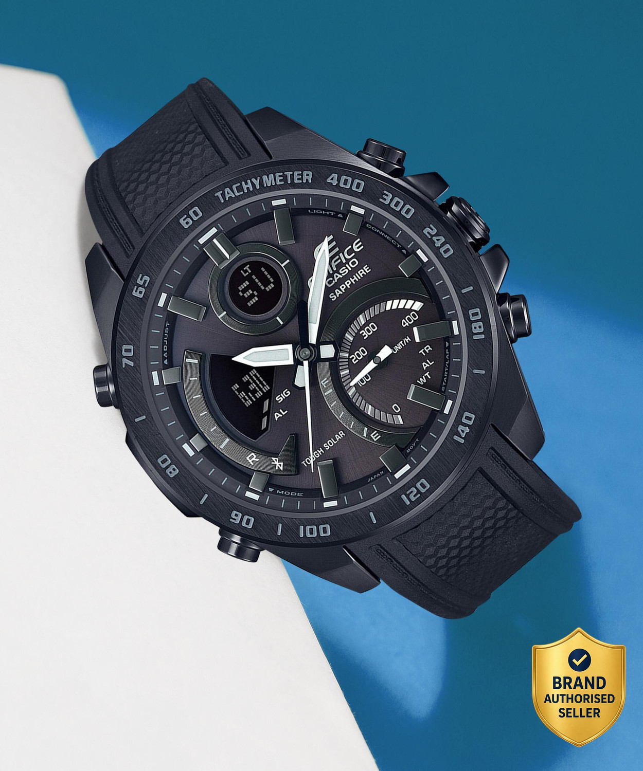 Image of CASIO Edifice Black Dial Black Resin Strap Analog-Digital Watch - For Men
