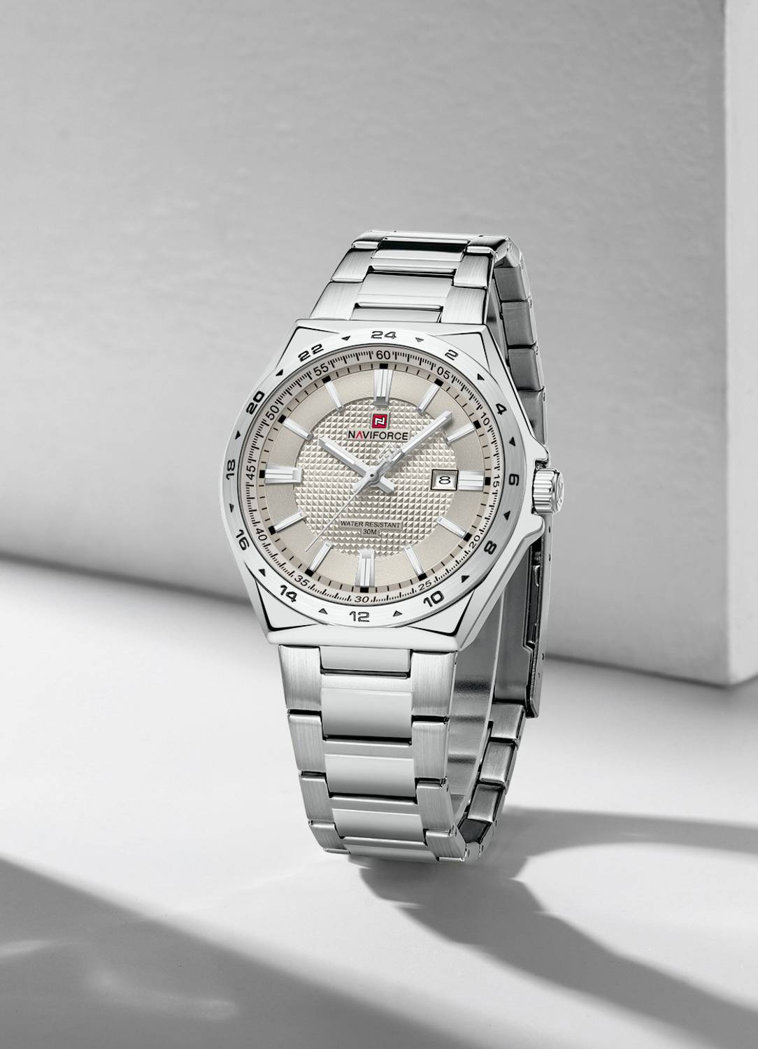 NAVIFORCE NF9266 Grey Dial Silver Stainless Steel Watch - Image 1