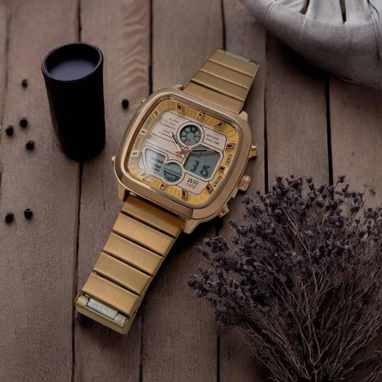 FOREST Gold Analog-Digital Stainless Steel Watch for Men - Image 5