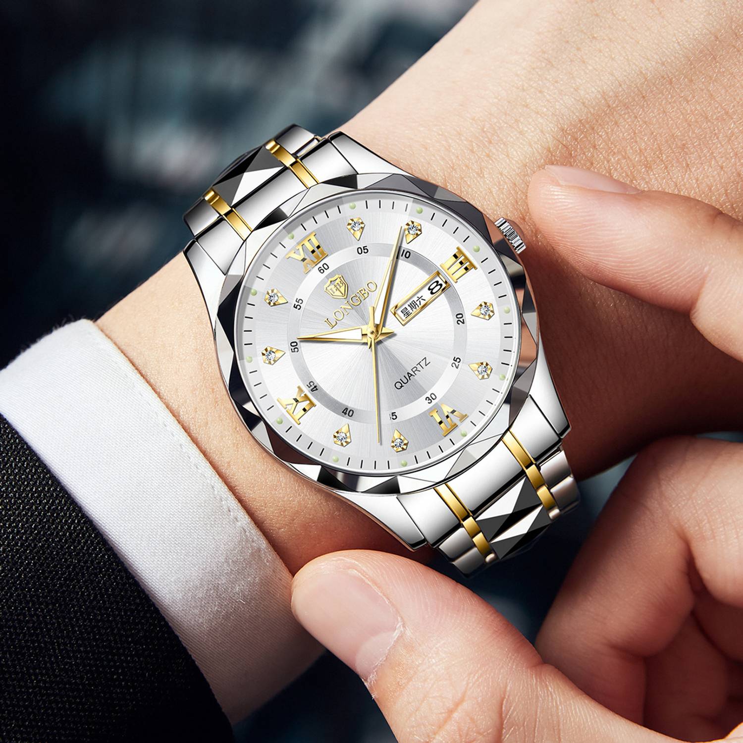 Longbo Zenith Diamond Analog Watch for Men - Image 3