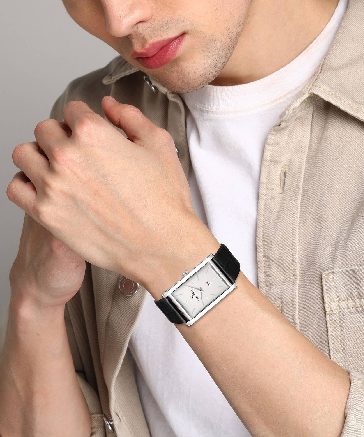 TIMEWEAR 289WDTG Slim Black Leather Watch - Men - Image 4