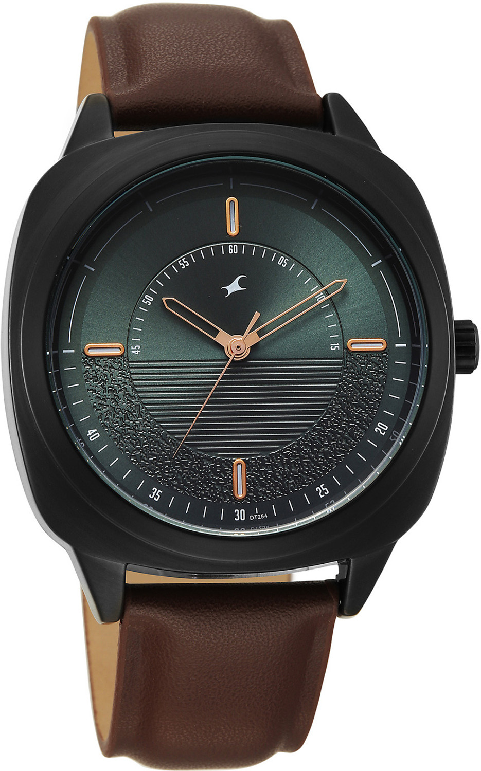 Image of Fastrack Stunners X Fastrack Stunners X Quartz Dark Green Dial Brown Leather Strap Analog Watch - For Men