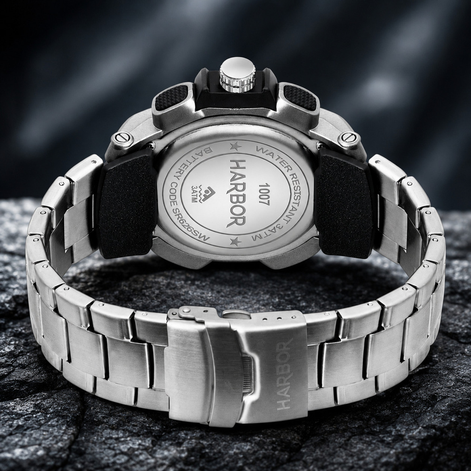 Image of Harbor H 1007 Steel Dual Time Analog Digital Men's Watch Stainless Steel Sports Style Analog-Digital Watch - For Men