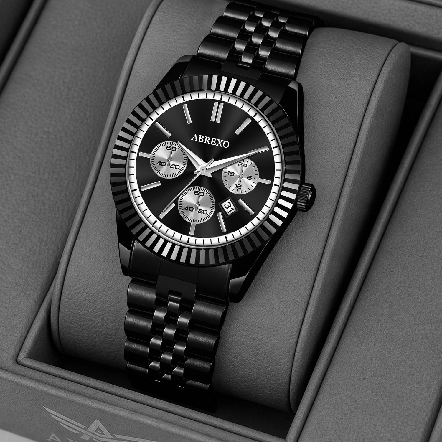 ABREXO Abx3500 Black Chrono RLX Watch - Image 1