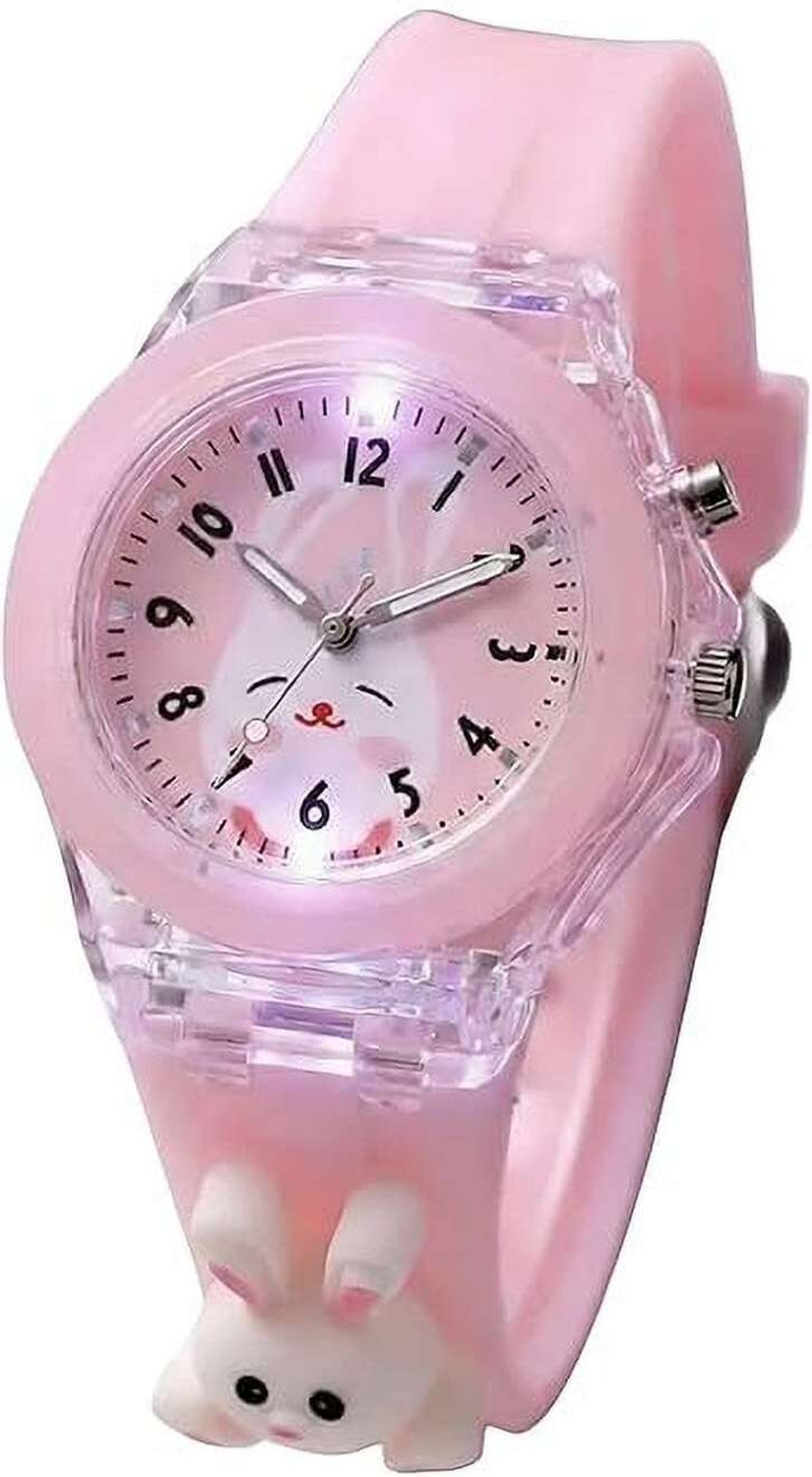 Image of Kanvictz Dial Pink Color Rabbit Cartoon Character Watch Gift for Ages 3-12 Years Dial Pink Color Rabbit Cartoon Character Watch Gift for Ages 3-12 Years Analog Watch - For Boys & Girls