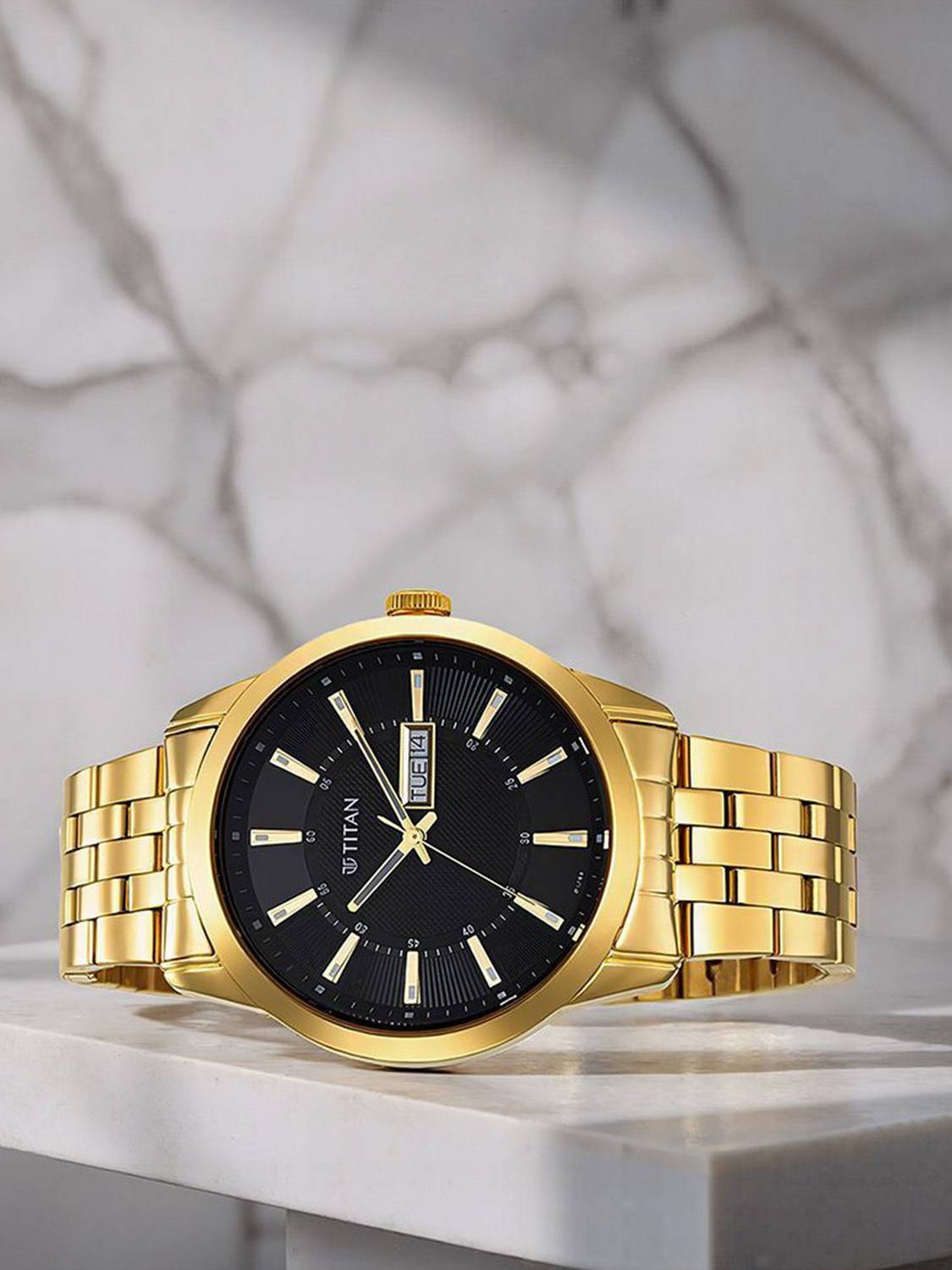 Titan Regalia Black Dial Gold Stainless Steel Watch - Image 2