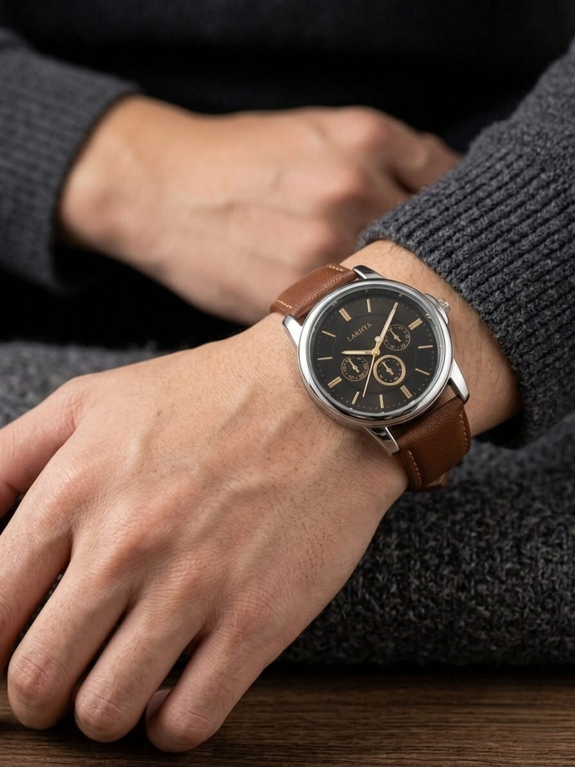 Image of LAKHYA Analog Watch - For Men E-LDR09-BRN