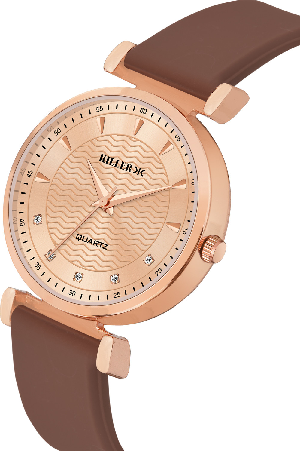 Image of KILLER Elegant Rose Gold Dial Watch with Brown Silicone Strap Analog Watch - For Women