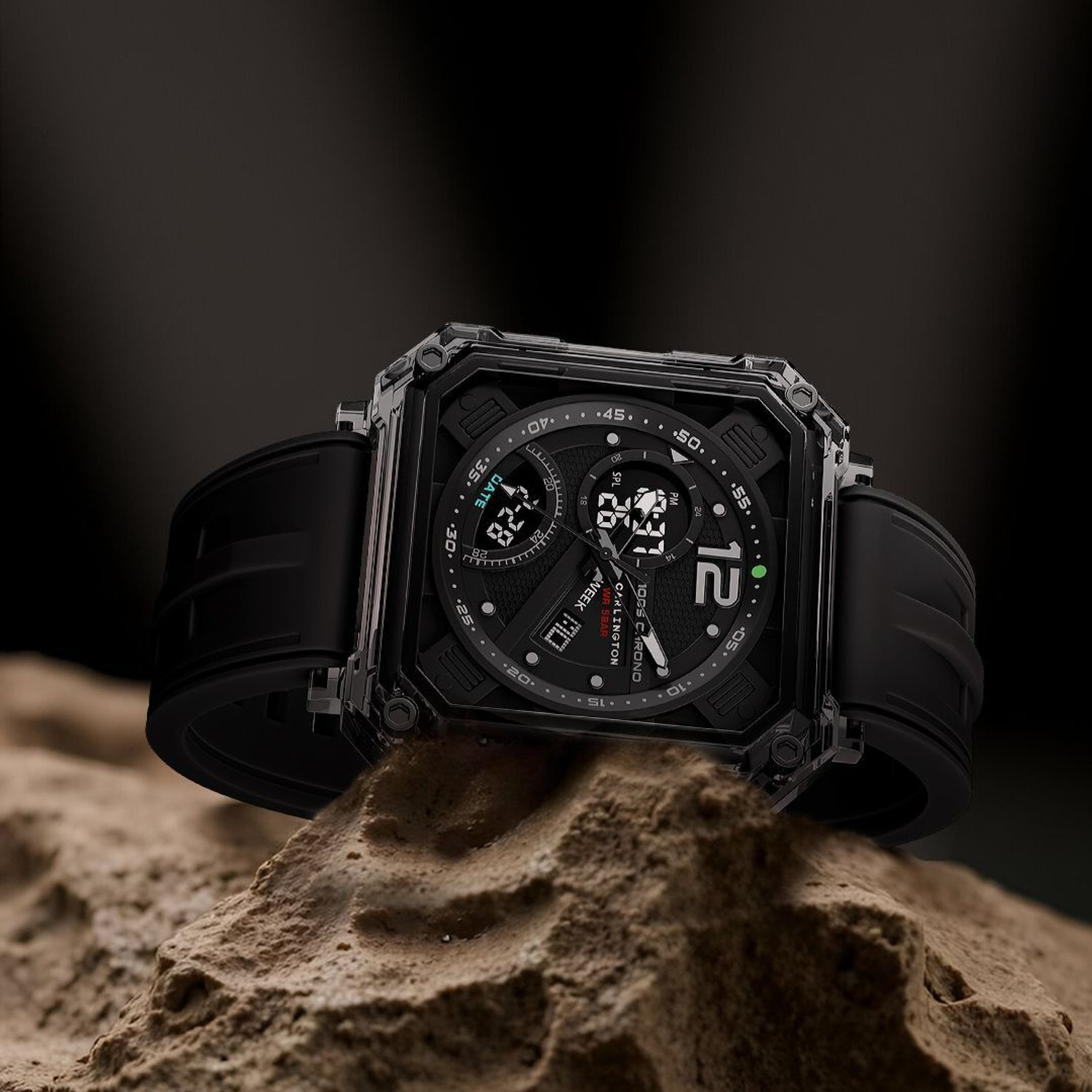 Image of Carlington CT 8121 Black Velocity Series Analog-Digital Watch - For Men
