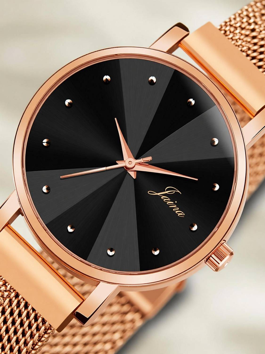 JAINX Rose Gold Mesh Magnet Chain Analog Watch for Women - Image 5