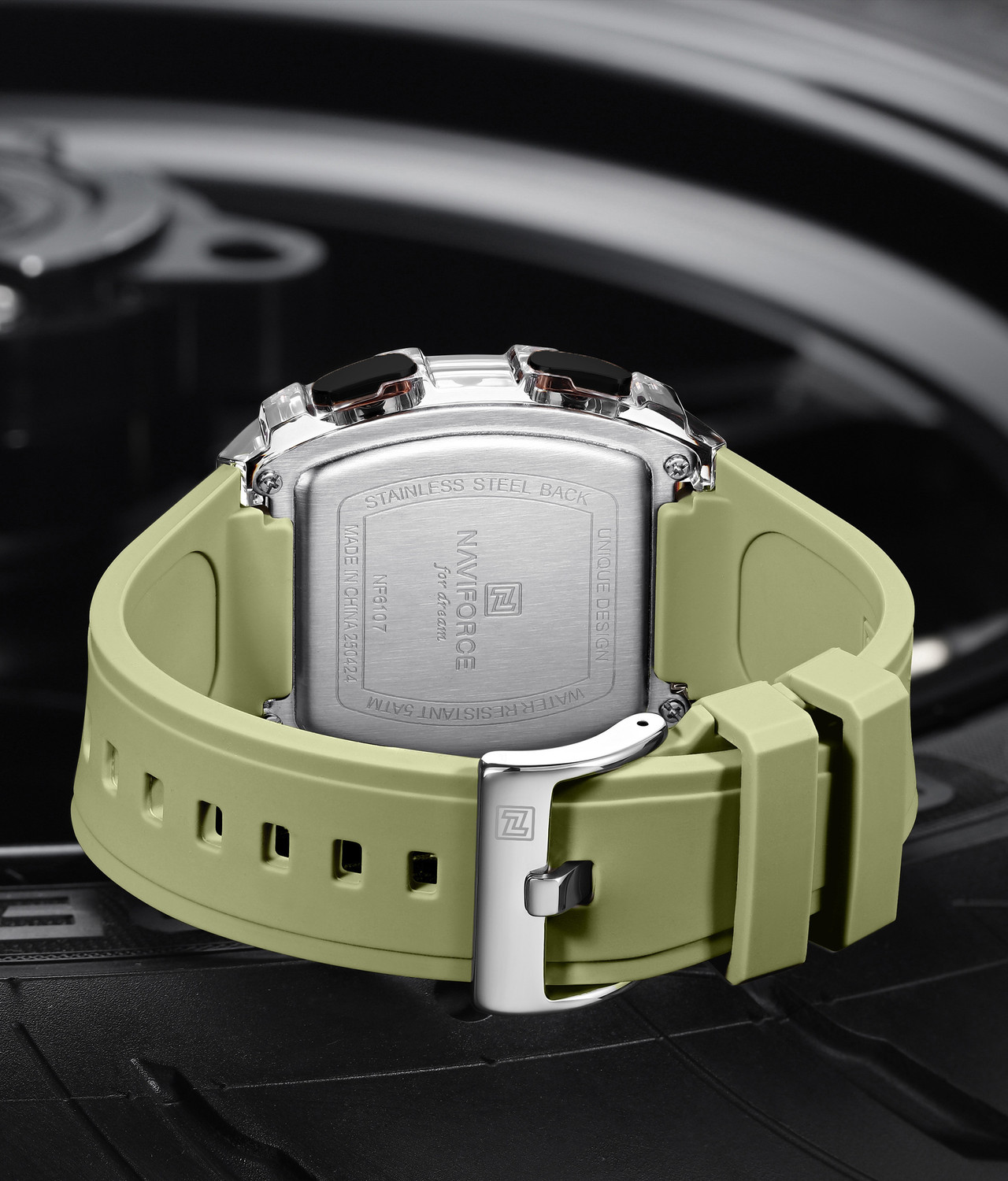 Image of NAVIFORCE NF6107 Transparent Barel Shaped Sports LCD Digital Date Silicone Strap Digital Watch - For Men