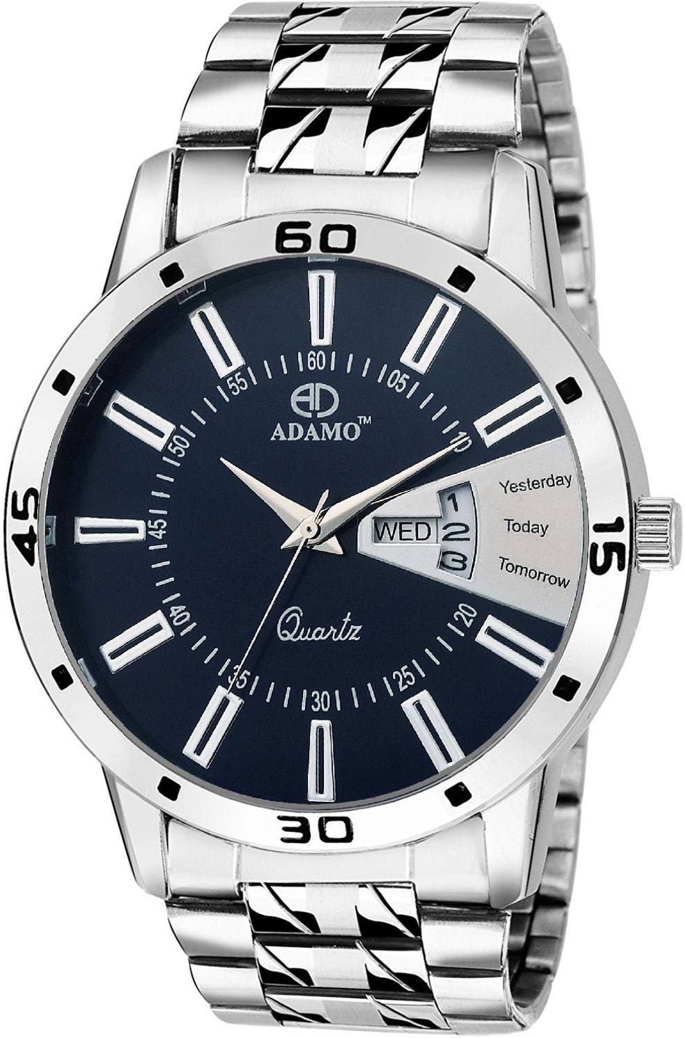 ADAMO Enchant wristwatch / watchs DAY AND DATE FUNCTIONING Blue Dial Round Shaped with Metal Chain Premium watch for Men and Boys Analog Watch - For Men