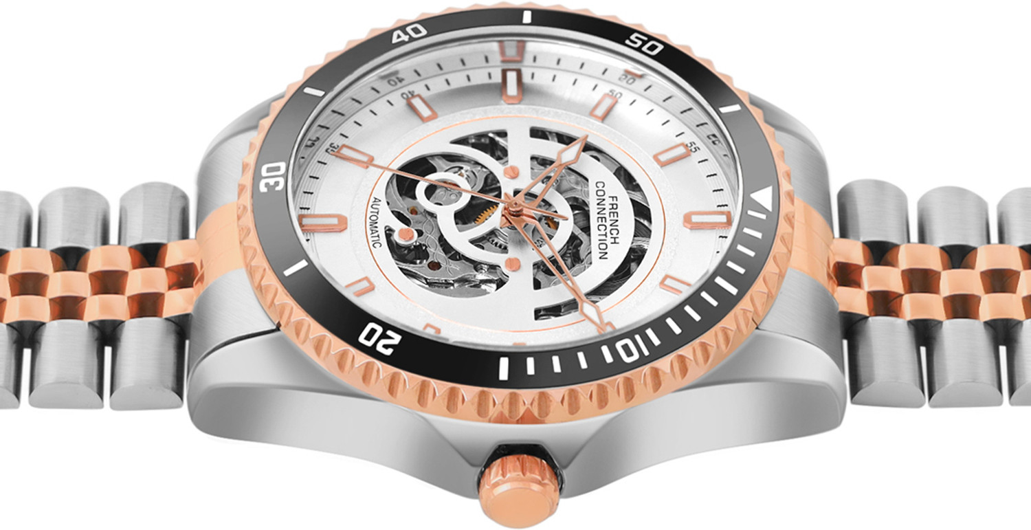 French Connection AETHER DRIVE Silver Round Dial | Automatic Watch for ...
