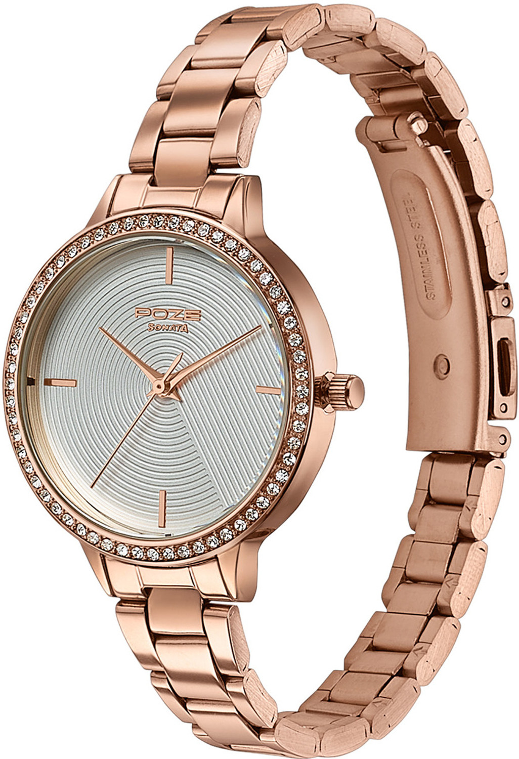 Image of SONATA Poze Drop 9.1 Sonata Poze 9 Quartz Silver Dial IPRG Strap Analog Watch - For Women